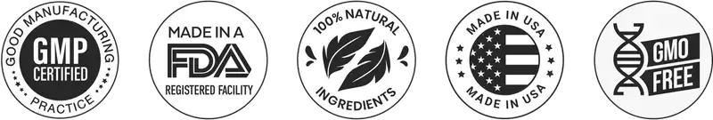 GMO Free, 100% Natural, Gluten Free, Made in USA certifications